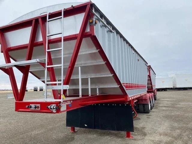 Red-frame grain trailer