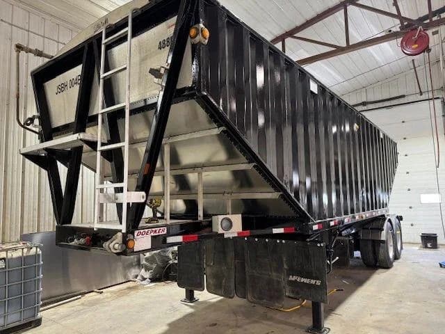 Rear of a restored grain trailer