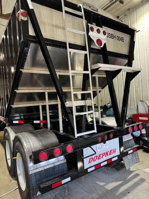 Restored Doepker grain trailer, rear view