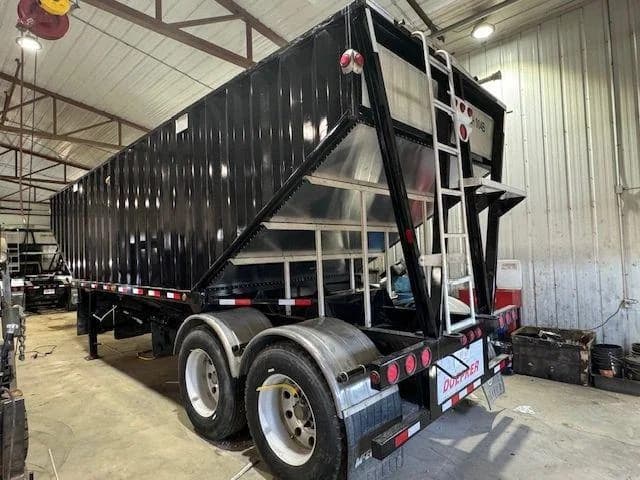 Restored grain trailer in the shop