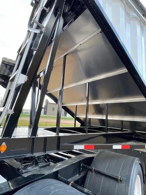 Restored grain trailer with fresh coating
