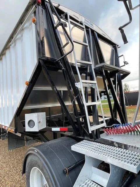 Restored grain trailer, rear view
