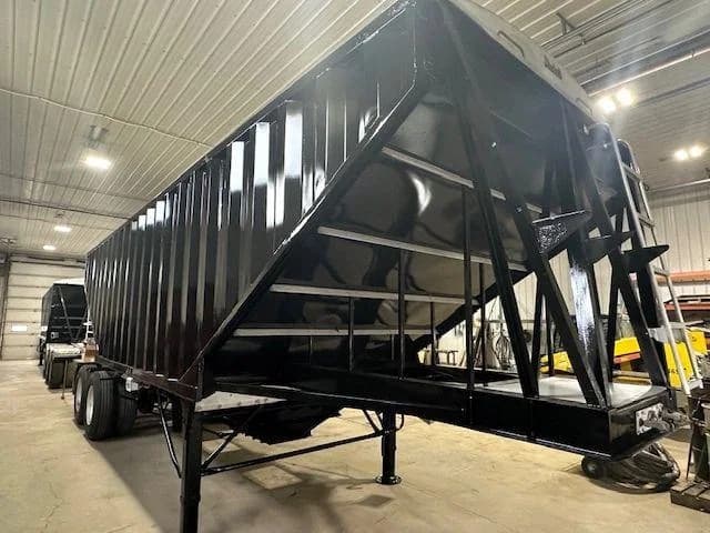 Restored grain trailer in the shop