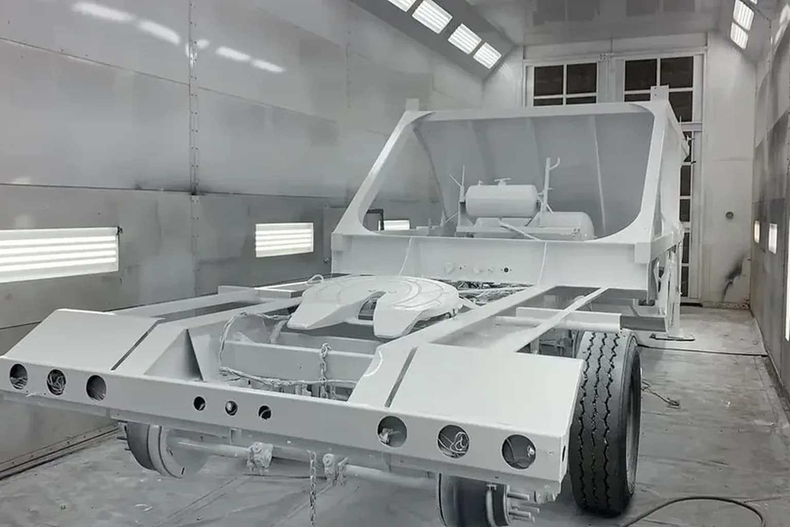 Coating applied to equipment inside the paint booth